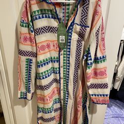 FARM Rio Multicolored Pineapple Jacquard Chemise Dress Cover Up Size M NEW $215