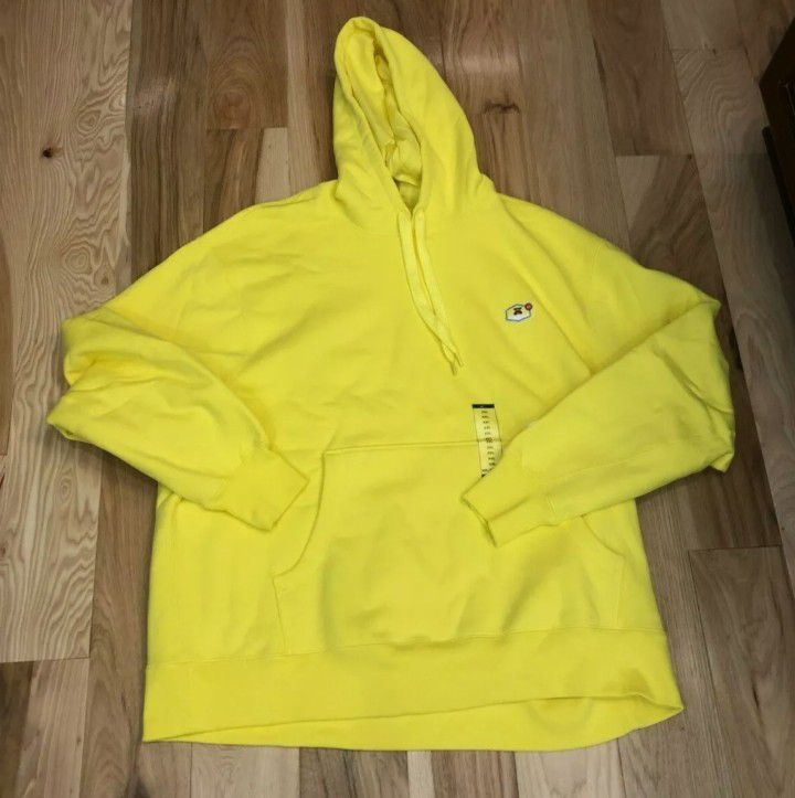 Nike Sportswear Airmoji Hoodie Mens CU4258-731 Yellow Pullover Hoody Size 3XL
