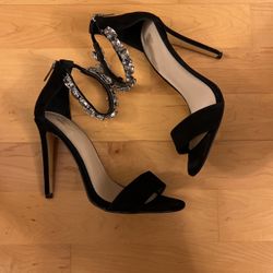 Black Bejeweled Heels