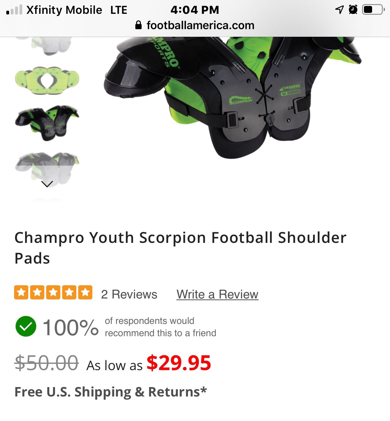 Youth XL shoulder pads both for 30