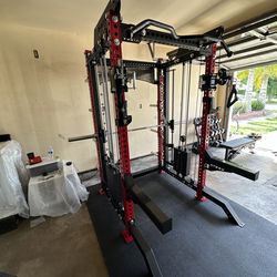 PRO SERIES Ultimate 3-1 Half Rack Functional Trainer w/Smith Machine Bar | 400lb Stack | Gym Equipment | Fitness | Commercial | Squat Rack