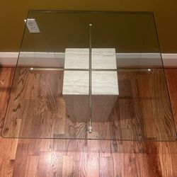 1970’s Arterial Travertine Brass and Glass Side Or Lamp Table