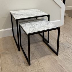 ARTICLE Scindo Black Nesting Table w/ marble 