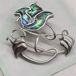 WATERCOLOR GENUINE ABALONE BROOCH 