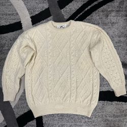 Vintage West Highland Woolens Cable Knit Sweater Ivory Aran Fisherman Wool XL