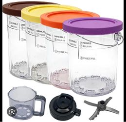 Ninja CREAMi ice cream pint containers and replacement cups with colorful lids
