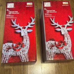 (2) Iridescent Twist Led  Reindeer Buck 6ft