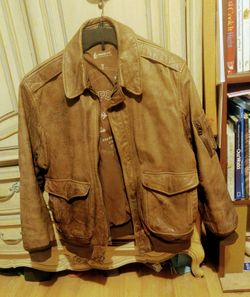 Mens leather bomber jacket