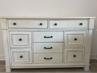 Cal king bedroom set antique distressed white