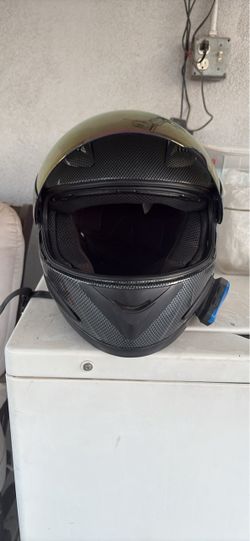 DOT Full Face Carbon Fiber Helmet With Built In Bluetooth Lexin G1 Size M