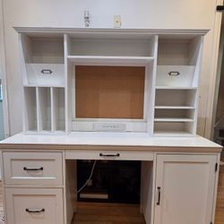 Pottery Barn Storage Desk And Hutch (Simply White)