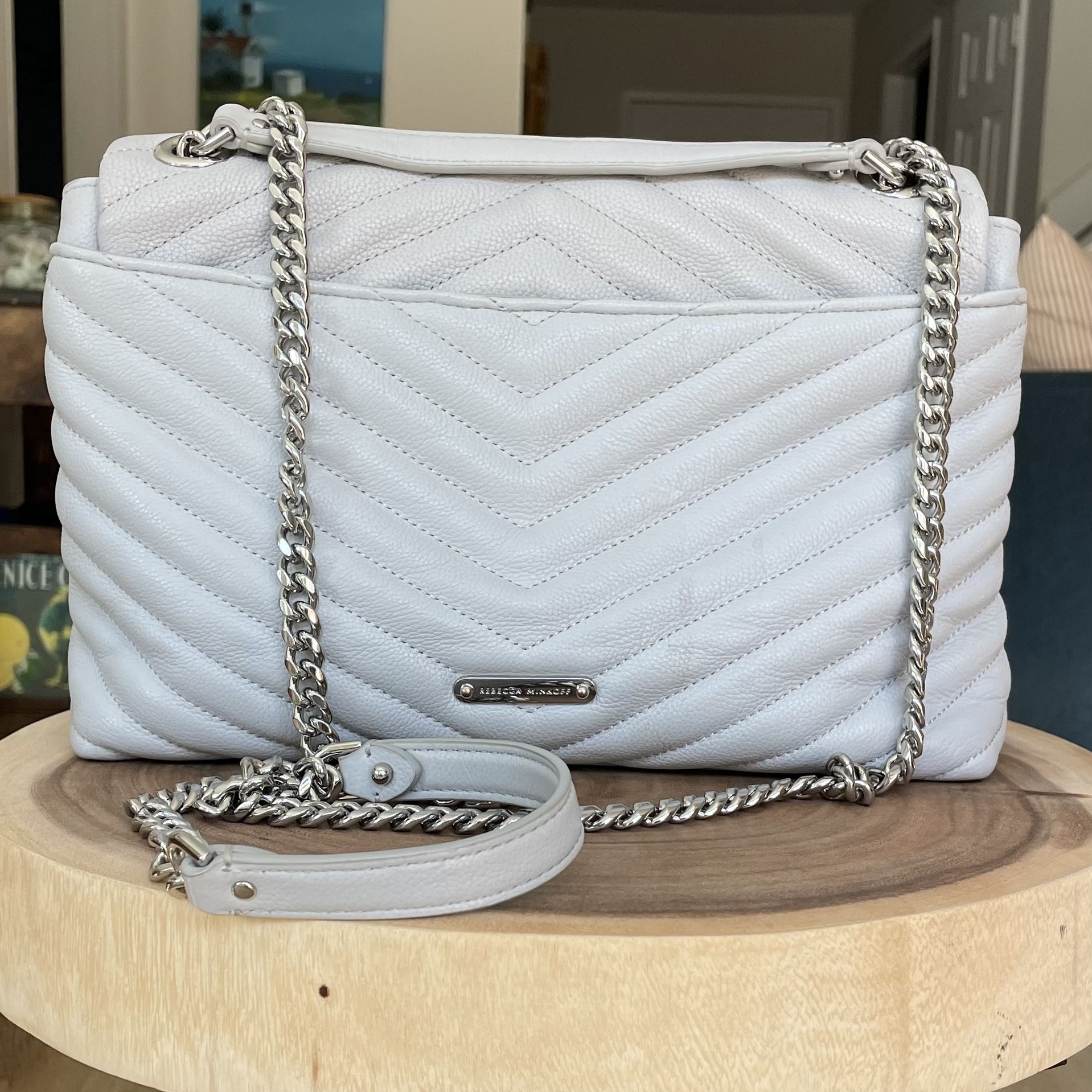 REBECCA MINKOFF Gray Leather Two Way Satchel