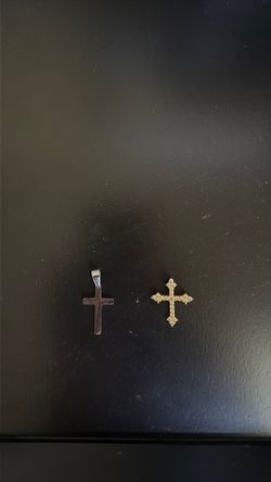 Gold with diamond cross and sliver cross pendant
