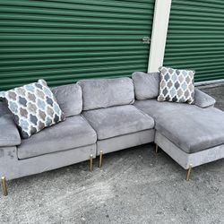 Gray Microfiber Sectional with Reversible Chaise. Free Delivery!