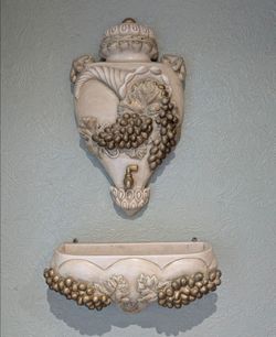 Vintage Distressed-Painted Ceramic Wall Lavabo Planter