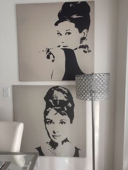 Pair of Oversized Audrey Hepburn Canvas Prints – 35x35 Each – Mint