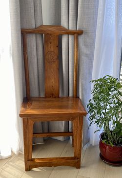 Antique Hand Carved and Lacquered Elmwood Chair from 19th Century China
