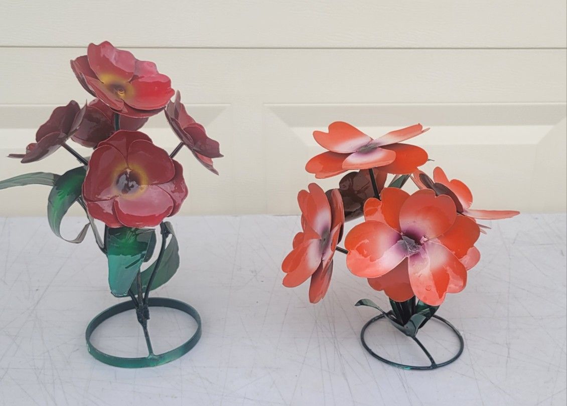 Assorted Various Painted Yard Art Cactus & Flower Arrangements**See Description For Individual Pricing**