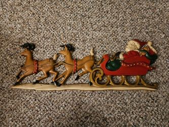 Sexton Metal Christmas Santa Sleigh Wall Hanging