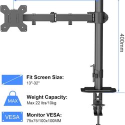 Suptek Single LED LCD Monitor Desk Mount Heavy Duty Fully Adjustable Monitor Stand VESA