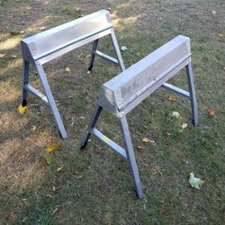 Pair Folding Steel Sawhorses 