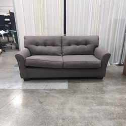 Grey Fabric Rolled Arm Loveseat