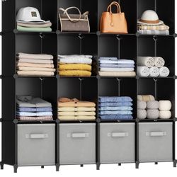 HOMIDEC Closet Organizers and Storage, 16 Cube Storage Organizer, Closet Organizer Bookshelf Cubes Shelves for Clothes, Bedroom, Kids Room, Bathroom, 