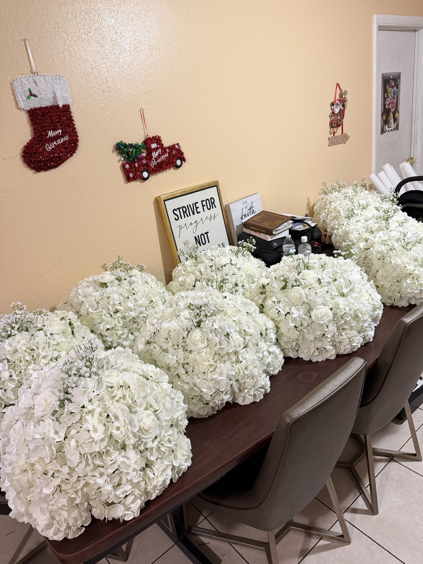 8 HUGE flower balls + 1 Long Flower Puff For Wedding