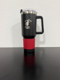 Miami Heat 40oz Tumbler with Lid Black Vacuum Insulated Hot or Cold NEW