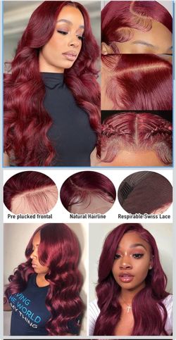 🔥Brand new 🔥 99J Burgundy HD Lace Front Wigs Human Hair 13x5Body Wave 22Inch SM1-xi-1