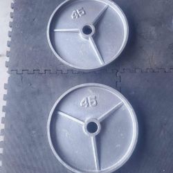 Set Of 2x45lb Olympic Weights Thats 90lbs Together 