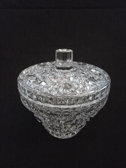 Vtg Indiana Glass Candy Dish Button Pattern 7"x6.75" Heavy