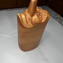 Vintage hand carved Cypress Wood box