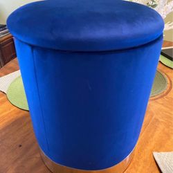 Blue/ Velvet Small Ottoman 