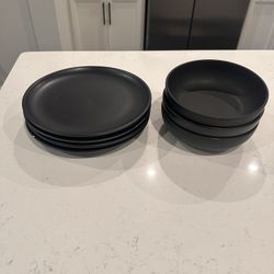 Black Plate And Bowl Set