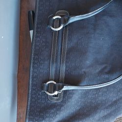 Etienne Aigner Black Logo Shoulder Bag Double Leather Handles Inner Pockets