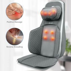Neck & Back Massager Cushion, Shiatsu Massage Chair Pad for Home or Office, Back Massager with Heat & Adjustable Compression and Vibration for Full Ba