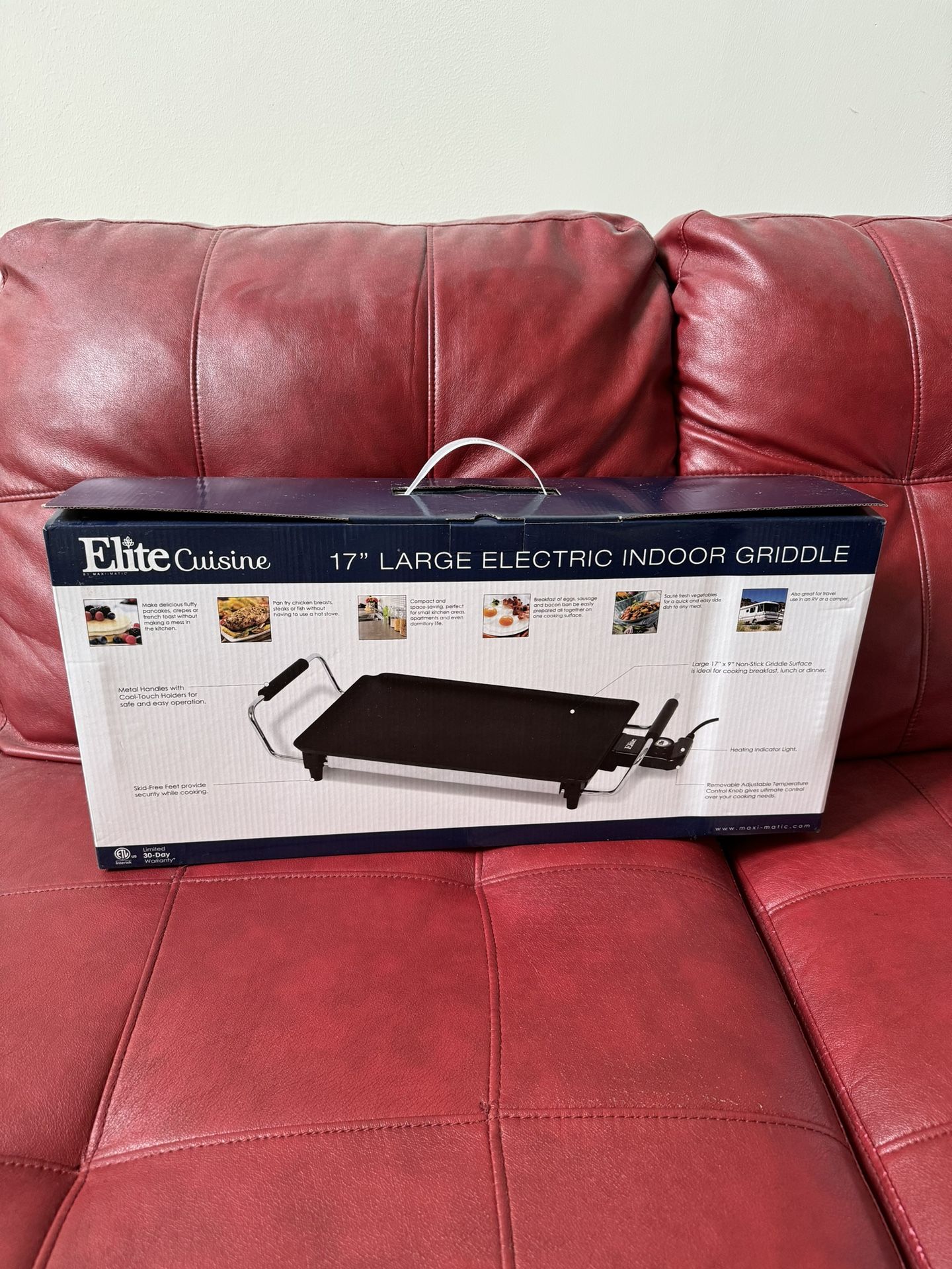 Elite Cuisine Indoor Griddle 17”x9”
