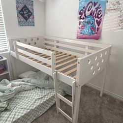 Girls Bed Frame with 2 Step Ladder