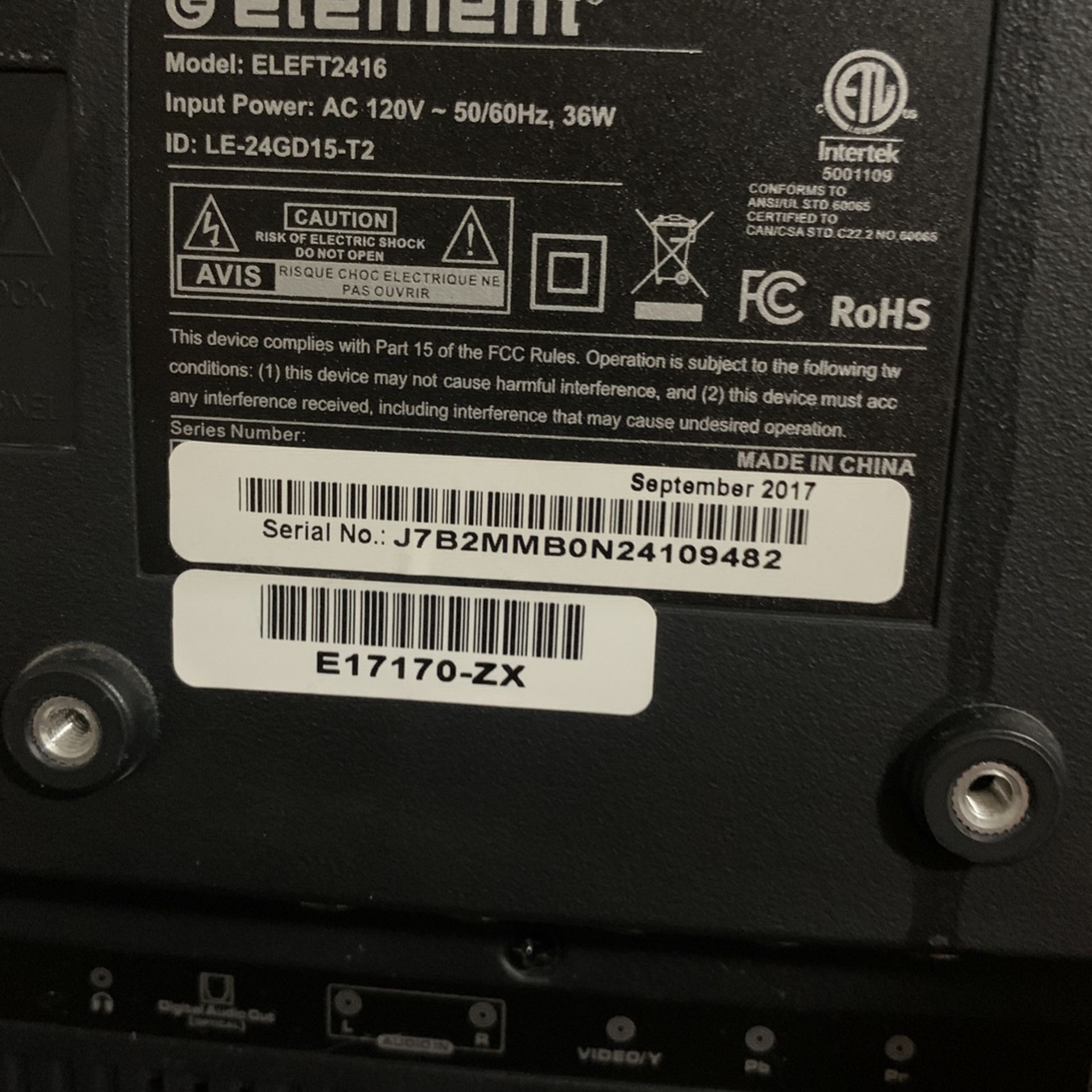 テレビ 24 Inch Element Tv