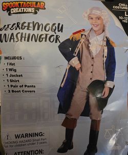 New George Washington Costume for Kids, Colonial Boys Costume with Wig and Hat for Halloween DressUp Party