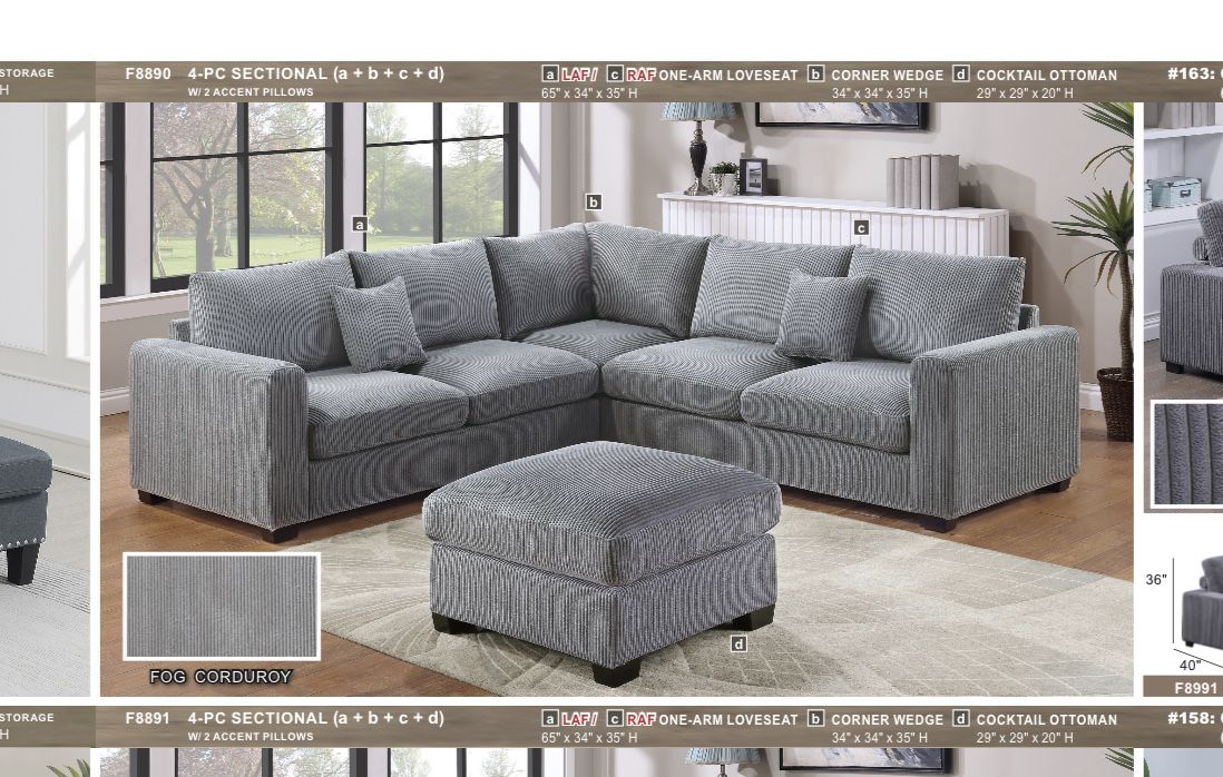 Sectional Couch Set W/ Ottoman 