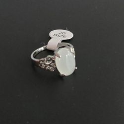 SILVER WHITE QUARTZ NEW SIZE 10 FOREVER WEAR EURO STYLE RING