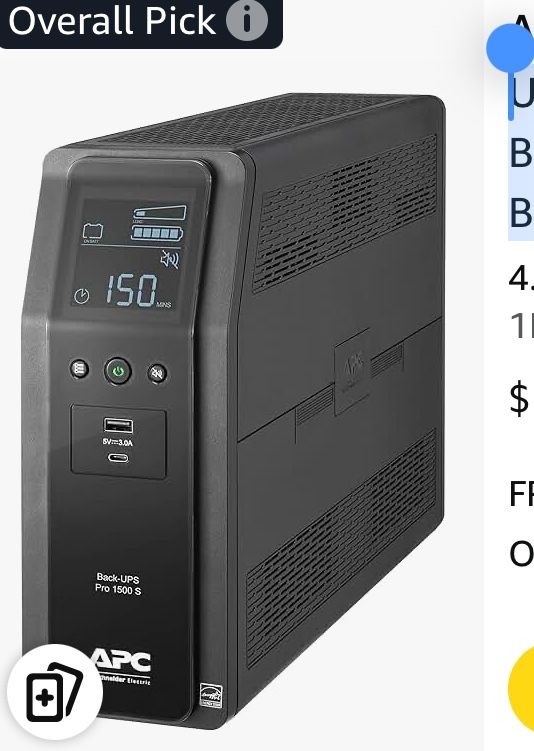 UPS 1500VA Sine Wave UPS Battery Backup, BR1500MS2 Backup Battery Power Supply, A