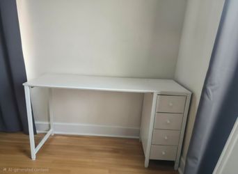 White Desk with 4-Drawer Storage Unit
