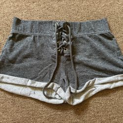 Dark Grey Shorts With Lace Up Detail 