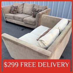 Light brown COUCH SET Sectional couch sofa recliner (FREE CURBSIDE DELIVERY)