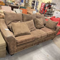 Faux Suede Brown Couch (in Store)