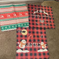 NEW Christmas Decorative Pillow Covers 17”x17.5”Set of 3 Holiday Decorations.NWOT. Check all photos for details
