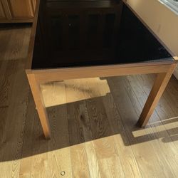 Glass And Wood Dining Room Table With Chairs